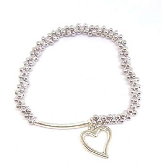 Jacks and open heart bracelet