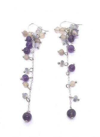 Amethyst and spectralite bubble earrings