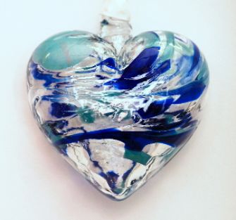  3 Birthstone Heart March Aquamarine