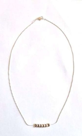 6 polished hearts on fine chain necklace